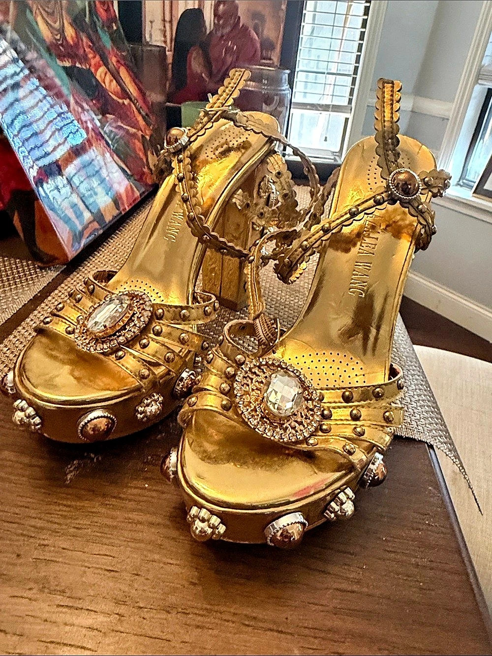 Azalea Wang Gold Embellished Heels